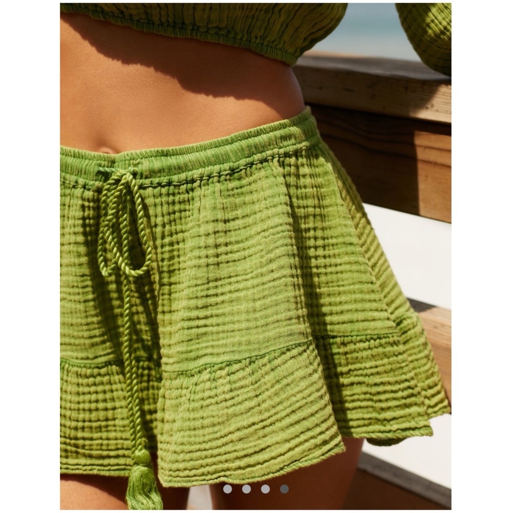 New by Anthropologie Skort Set Green Summer NWT ANTHRO 2 Piece Set Gauze - Picture 3 of 6